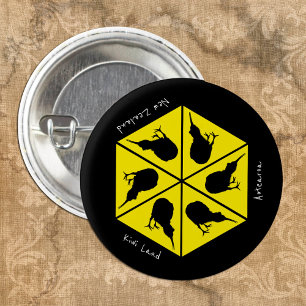 Kiwi Bird & New Zealand/Aotearoa Islands (pizza) Ronde Button 3,2 Cm