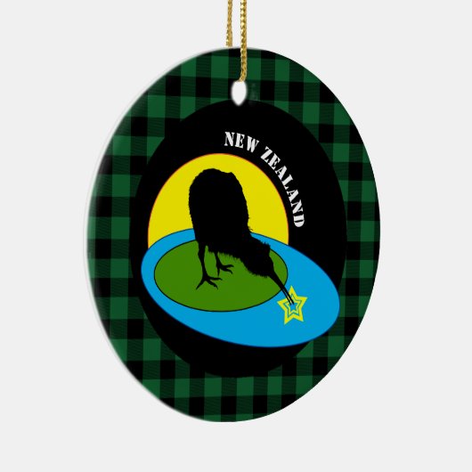 Kiwi Bird & New Zealand Green Buffalo Pset Rustic Keramisch Ornament (Rechts)