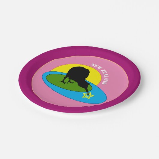 Kiwi Bird & New Zealand/party borden Papieren Bordje (Gekanteld)