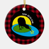 Kiwi Bird & New Zealand, Red Buffalo Pset Rustic Keramisch Ornament (Voorkant)
