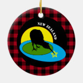 Kiwi Bird & New Zealand, Red Buffalo Pset Rustic Keramisch Ornament (Achterkant)