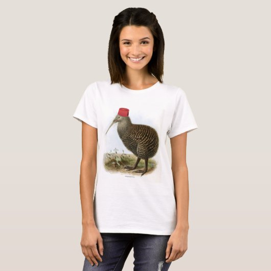 Kiwi Bird Wearing Fez Absurd Vintage T-shirt (Voorkant volledig)