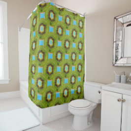 Kiwi Blue Green Colorful Pattern 4Mark Douchegordijn