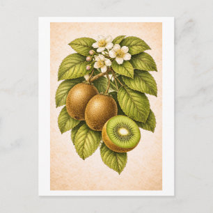 Kiwi botanische illustratie in vintage stijl briefkaart