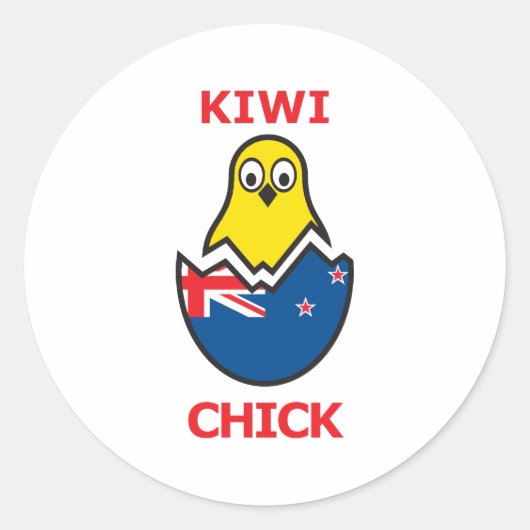 Kiwi Chick Ronde Sticker (Voorkant)