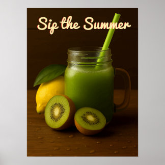 Kiwi & citroensap – Summer Fresh Fruit Poster