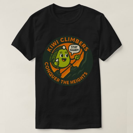 Kiwi Climbers Conquer The Heights T-shirt (Design voorkant)