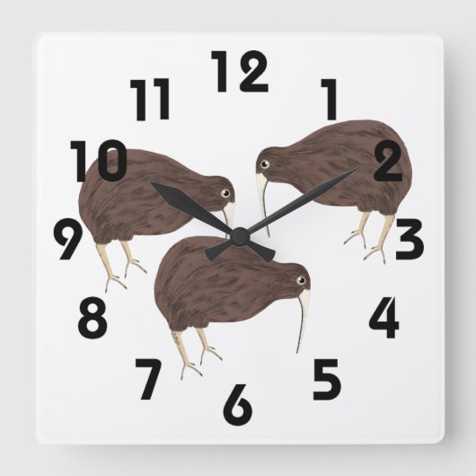 Kiwi Clock Vierkante Klok (Voorkant)