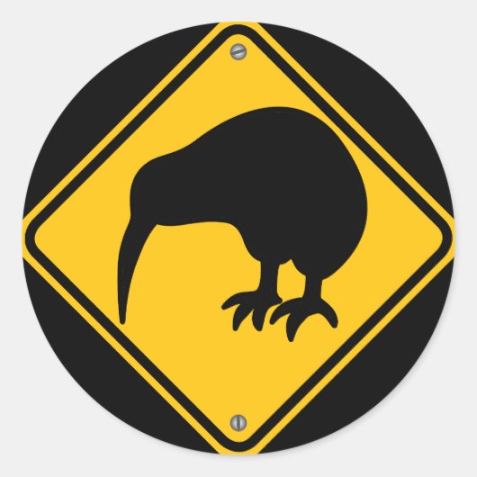 Kiwi Crossing Ronde Sticker (Voorkant)
