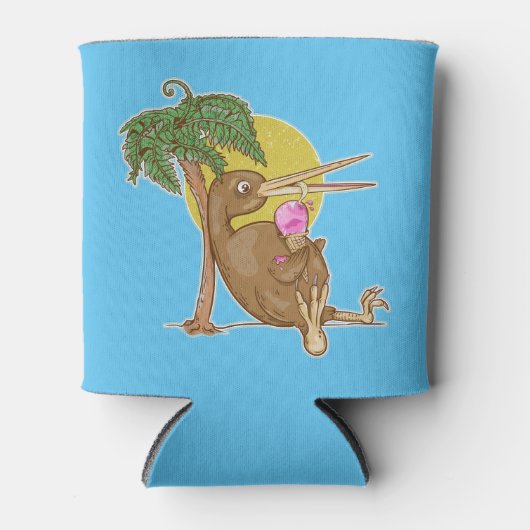 Kiwi die een ijsje eet blikjeskoeler (Voorkant)