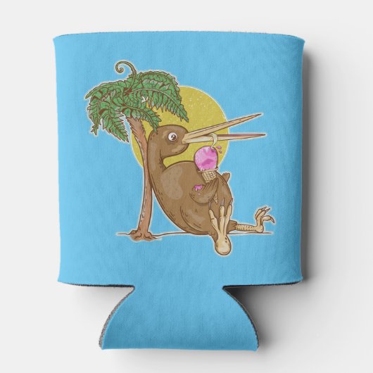 Kiwi die een ijsje eet blikjeskoeler (Achterkant)