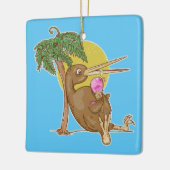 Kiwi die een ijsje eet keramisch ornament (Links)