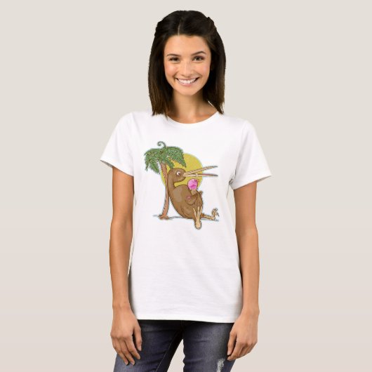 Kiwi die een ijsje eet t-shirt (Voorkant volledig)