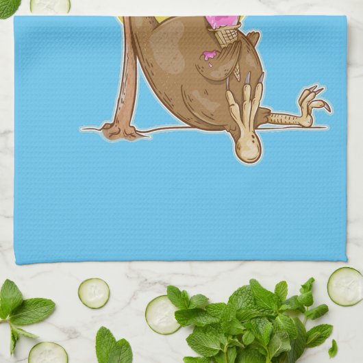 Kiwi die een ijsje eet theedoek (Gevouwen)