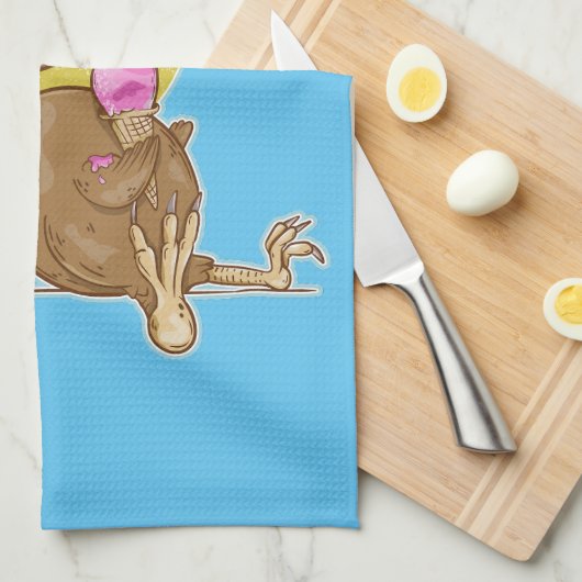 Kiwi die een ijsje eet theedoek (Quarter Fold)