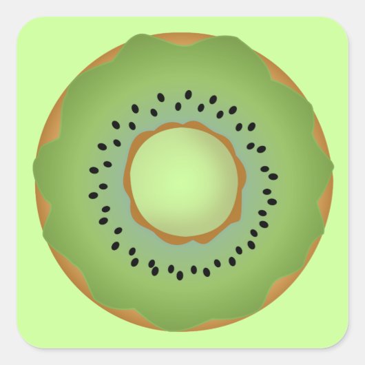 kiwi donut vierkante sticker (Voorkant)