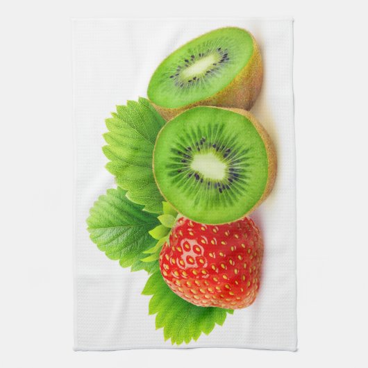 Kiwi en aardbei theedoek (Verticaal)