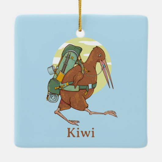 Kiwi en rock wren nz vogels keramisch ornament (Achterkant)
