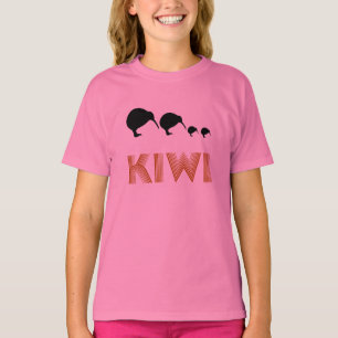 Kiwi Familie Retro Grafische Kinder T-Shirt Ringer
