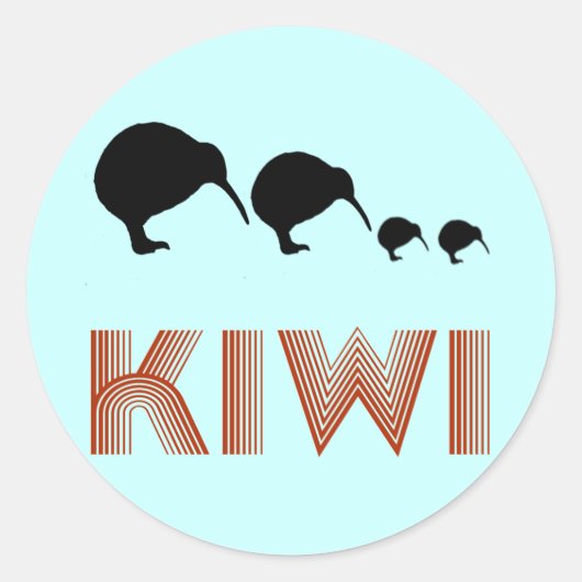 Kiwi Familie Retro Nieuw-Zeeland Sticker (Voorkant)