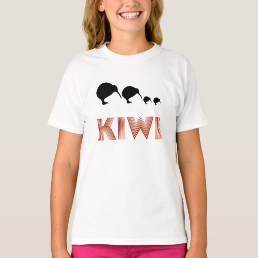 Kiwi Family Retro Graphic Kinder Shirt Ringer (Voorkant)