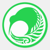 Kiwi Fern Disk Ronde Sticker (Voorkant)