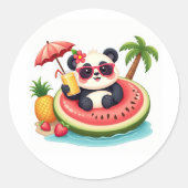 Kiwi Float Panda 🐼 Cute Tropical Beach Sticker (Voorkant)
