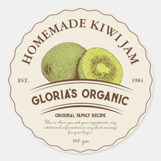 Kiwi Fruit Jam Custom Product Label (Voorkant)