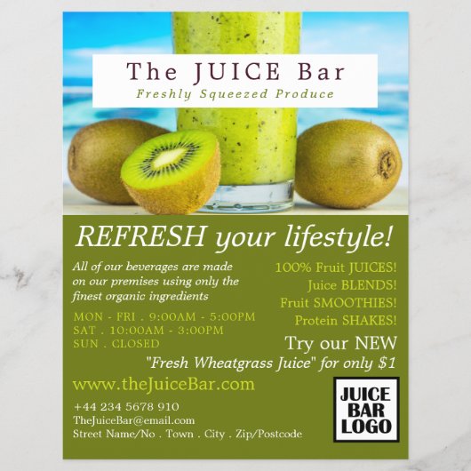 Kiwi Fruit, Juicebar Reclamefolder Flyer (Voorkant)