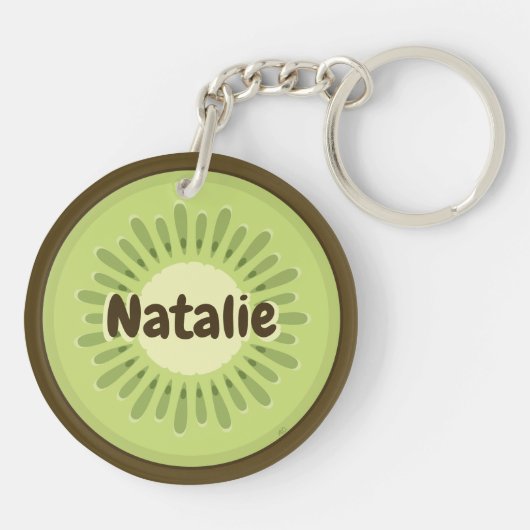 Kiwi Fruit Name Label Sleutelhanger (Achterkant)