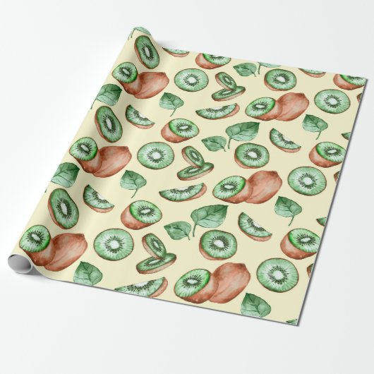 Kiwi Fruit Pattern Wrapping Paper Cadeaupapier (Uitgerold)