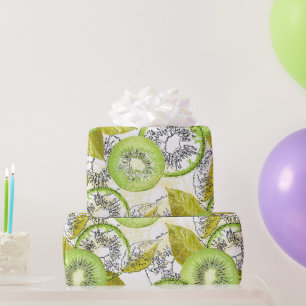 Kiwi, fruitig, groen en wit, vers, sappig, wit cadeaupapier