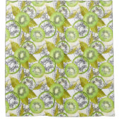 Kiwi, fruitig, groen en wit, vers, sappig, wit douchegordijn (Voorkant)