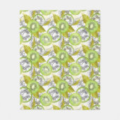 Kiwi, fruitig, groen en wit, vers, sappig, wit fleece deken (Voorkant)