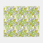 Kiwi, fruitig, groen en wit, vers, sappig, wit fleece deken (Voorkant (Horizontaal))
