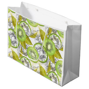 Kiwi, fruitig, groen en wit, vers, sappig, wit groot cadeauzakje