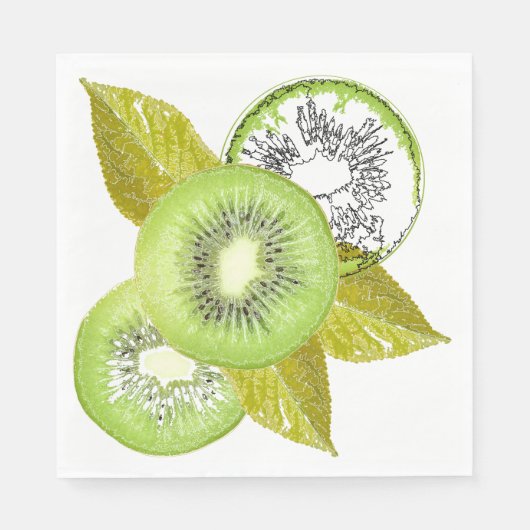 Kiwi, fruitig, groen en wit, vers, sappig, wit servet (Voorkant)