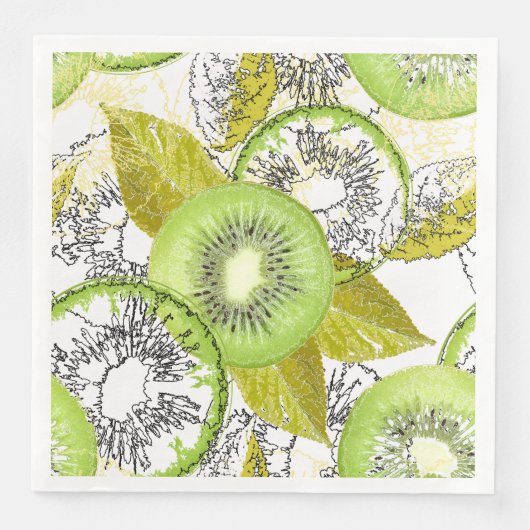 Kiwi, fruitig, groen en wit, vers, sappig, wit servet (Voorkant)