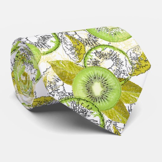 Kiwi, fruitig, groen en wit, vers, sappig, wit stropdas (Opgerold)
