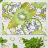 Kiwi, fruitig, groen en wit, vers, sappig, wit theedoek (Gevouwen)