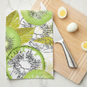 Kiwi, fruitig, groen en wit, vers, sappig, wit theedoek (Quarter Fold)