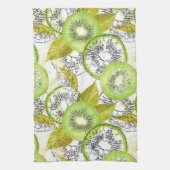 Kiwi, fruitig, groen en wit, vers, sappig, wit theedoek (Verticaal)