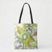 Kiwi, fruitig, groen en wit, vers, sappig, wit tote bag (Voorkant)