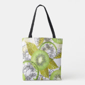 Kiwi, fruitig, groen en wit, vers, sappig, wit tote bag (Achterkant)