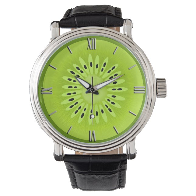 Kiwi-gestyliseerde vruchtenplak horloge (Voorkant)