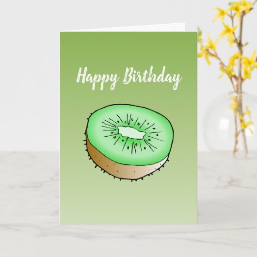 Kiwi Gevouwen Groet Verjaardag Kaart (Gele Bloem)