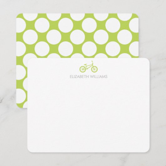 Kiwi Green Bicycle en Large Stippen Note Cards Kaart (Voorkant / Achterkant)