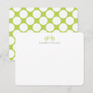 Kiwi Green Bicycle en Large Stippen Note Cards Kaart