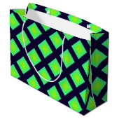 Kiwi Green en Navy Blue Geometric Pattern Large Cadeautasje (Achterkant Gekanteld)