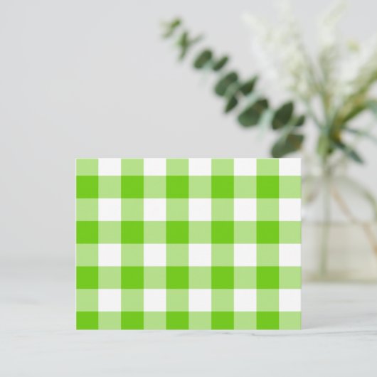 Kiwi Green Gingham Briefkaart (Staand voorkant)